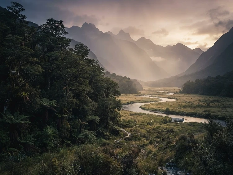 Timeless New Zealand landscape at dusk