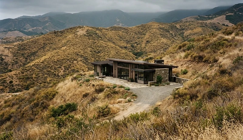 Unoccupied California hillside home