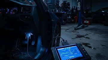 Процес на компютърна диагностика на дизелов автомобил в сервиз AUTOLAB.