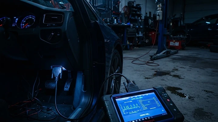 Процес на компютърна диагностика на дизелов автомобил в сервиз AUTOLAB.