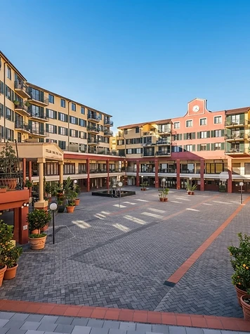 The Italian Forum piazza at golden hour