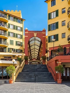 Steps descending into the piazza