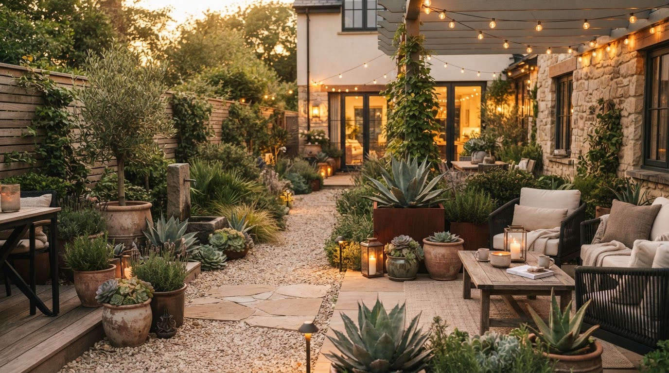 Stylish landscaped garden décor