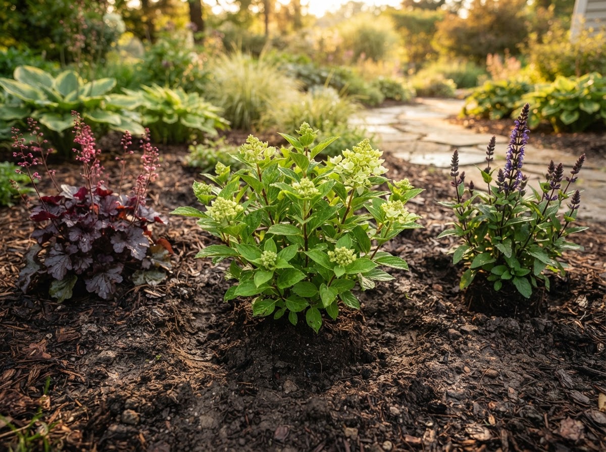 Decorative planting in a finished garden