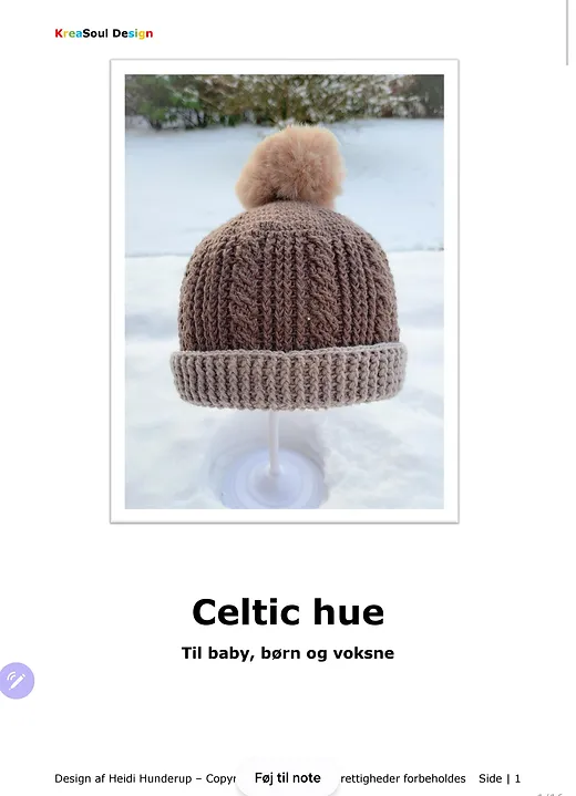 Celtic hue til  baby, børn og voksne: forhåndsvisning
