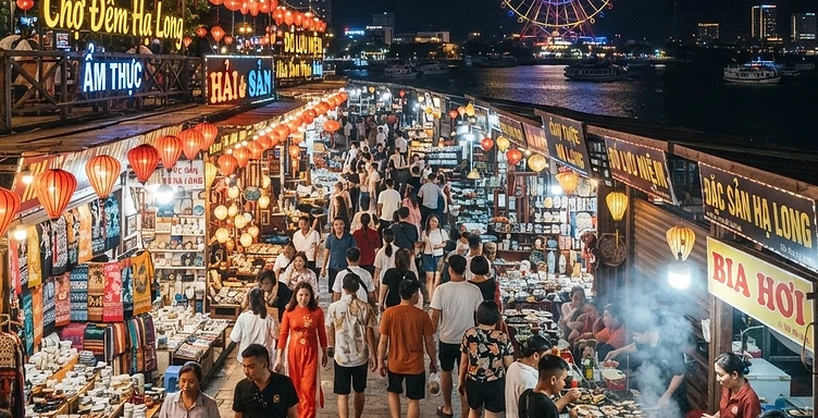 Bai Chay Night Market & Ferris Wheel by Double-Decker