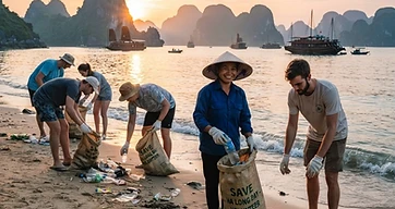 Tuan Chau Beach Clean Morning by Bus 02