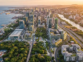 African cityscape at golden hour