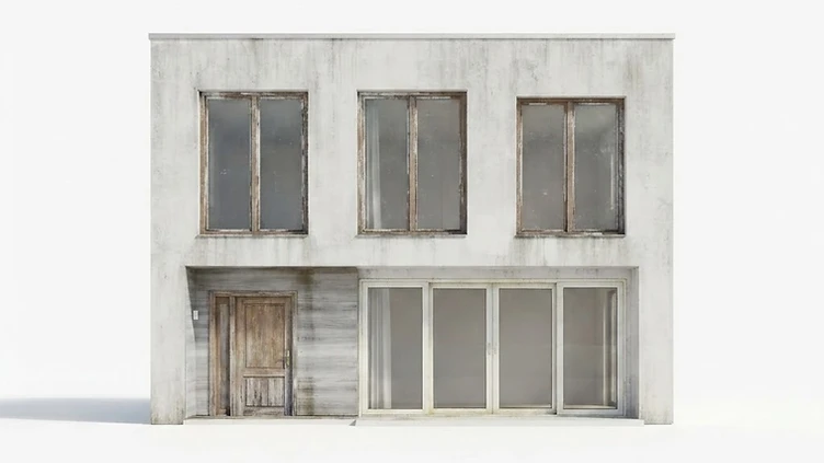 Haus vor der Sanierung mit alten Fenstern und Türen