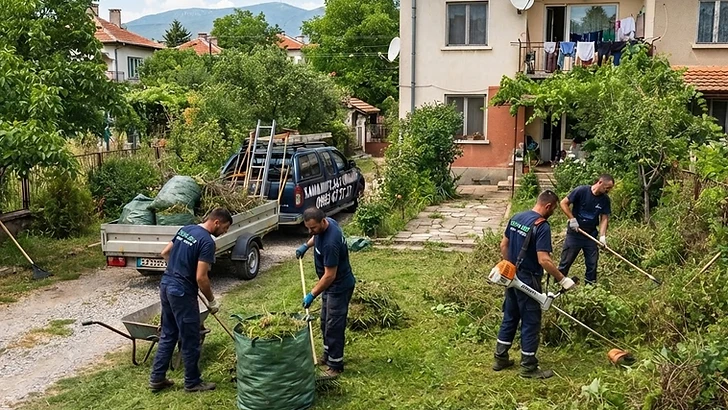 Почистване и разчистване на двор в София от Хамалите 24/7