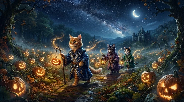 Midnight Feline Revelry