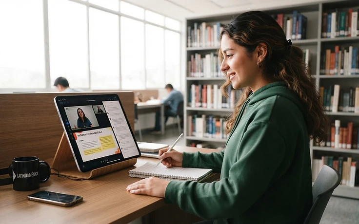 Étudiant avec ordinateur