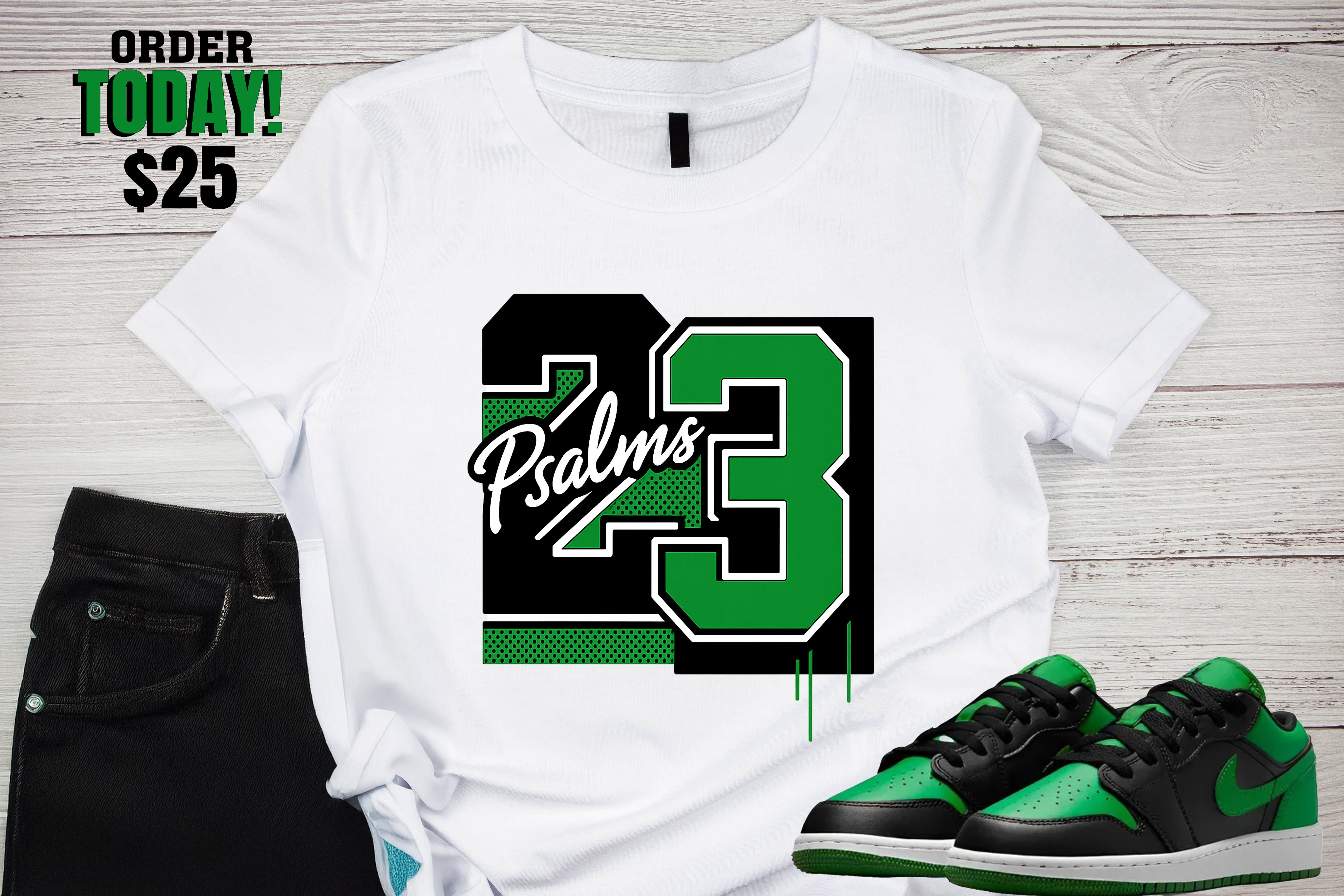 Psalms 23 — Green Paint Drip