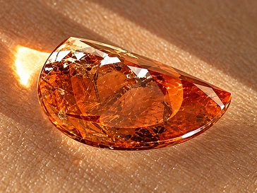A warm amber crystal glowing on the skin