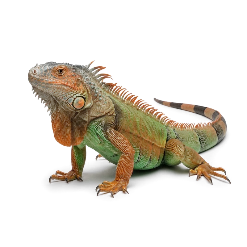 Adult male green iguana with orange-tinted coloration