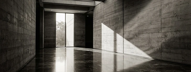 Minimalist architectural interior with marble and light