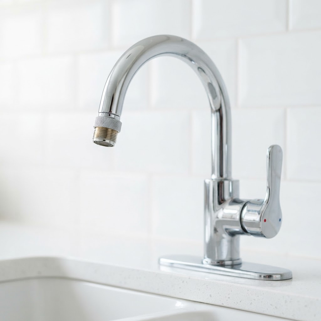 standard round kitchen tap with removable aerator