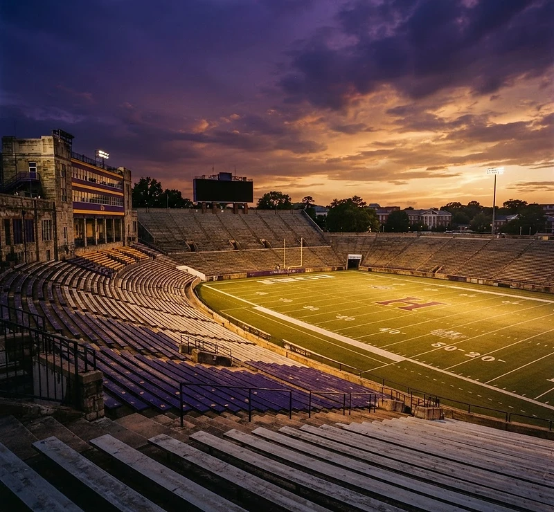 Morris Brown College athletic stadium at golden hour