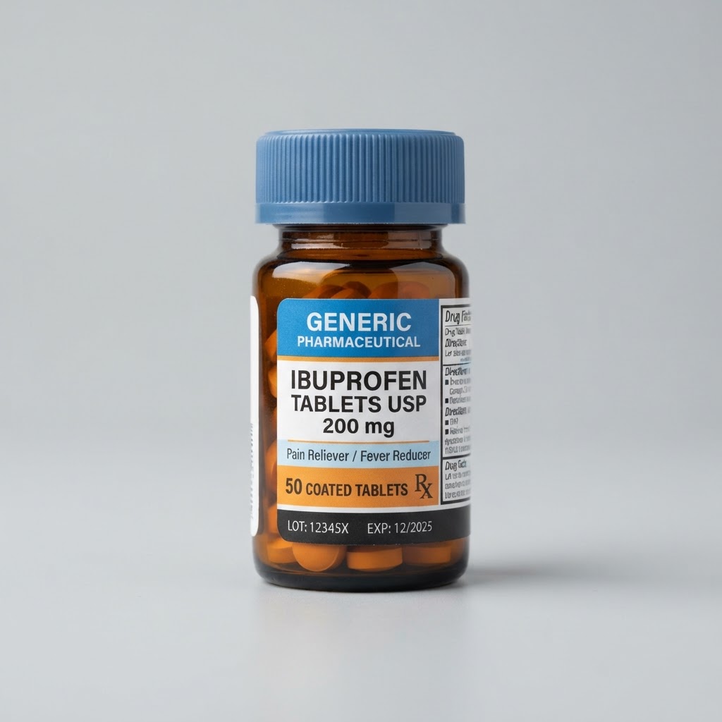 Blue & Orange Medicine Bottle