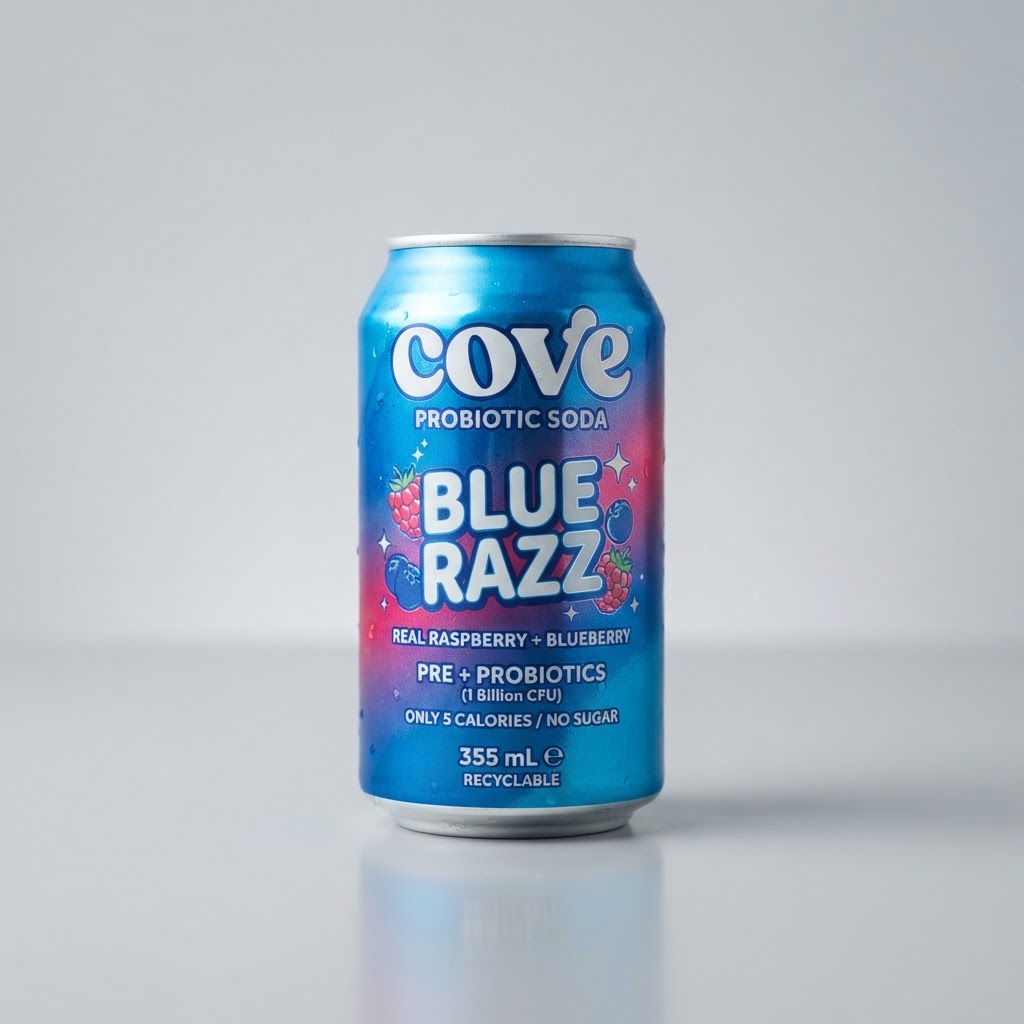 Cove Probiotic Soda Blue Razz