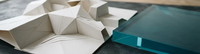 Architectural paper and translucent teal acrylic