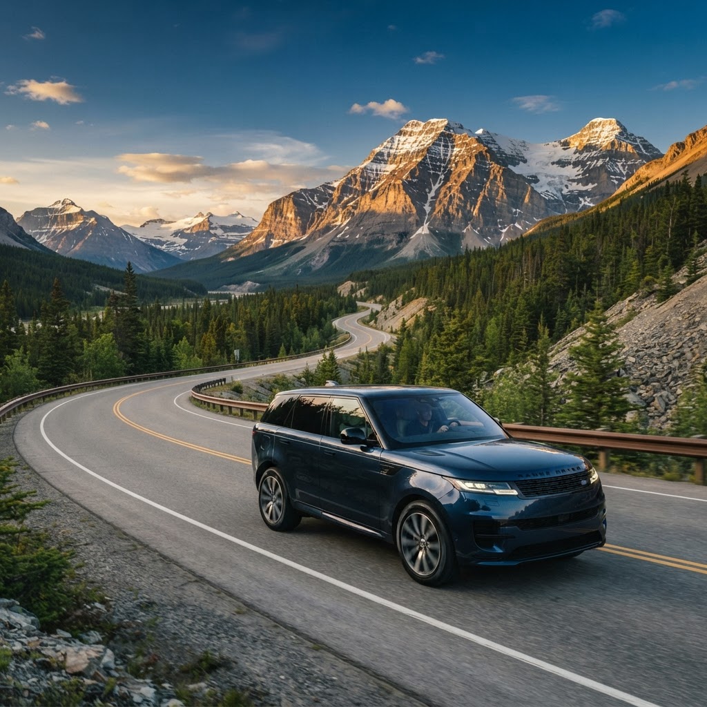 Premium SUV on a Canadian mountain highway