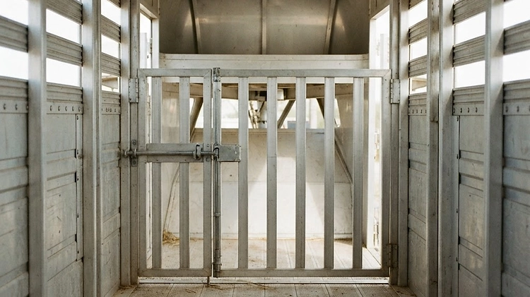 Diagram showing the 60/40 weight distribution rule for livestock trailers