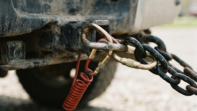 Proper attachment of a breakaway lanyard to a truck hitch frame