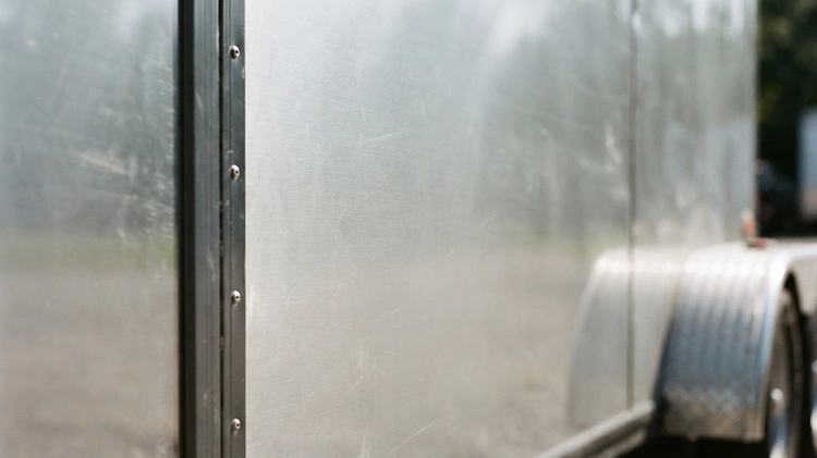 Aluminum Enclosed Trailer Construction Aluminum enclosed trailer exterior showing rivetless siding