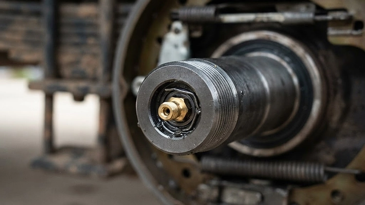 EZ Lube trailer axle spindle with a zerk grease fitting