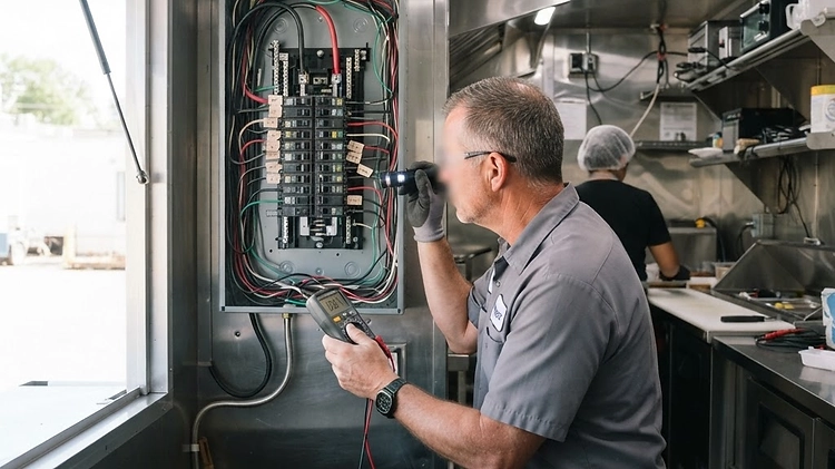 Food trailer electrical code compliance inspection