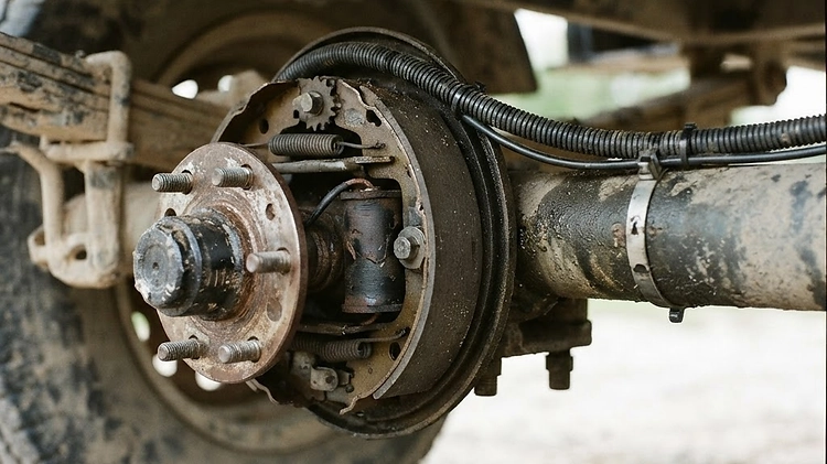 Electric trailer brake backing plate and magnet wiring