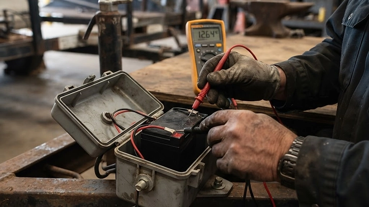 Testing a trailer breakaway battery with a digital multimeter