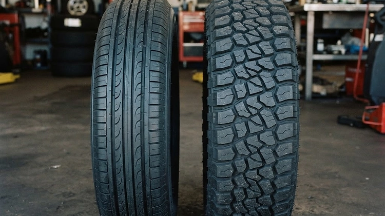 Comparison of ST and LT tire tread patterns side by side