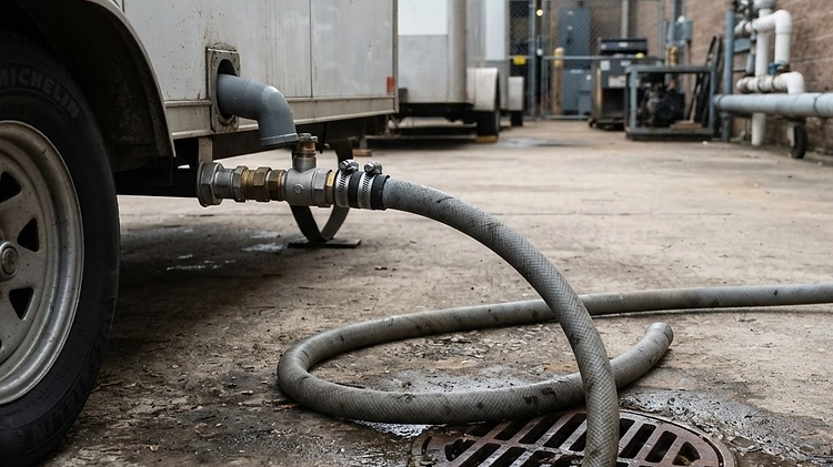 Food trailer wastewater disposal at a commissary