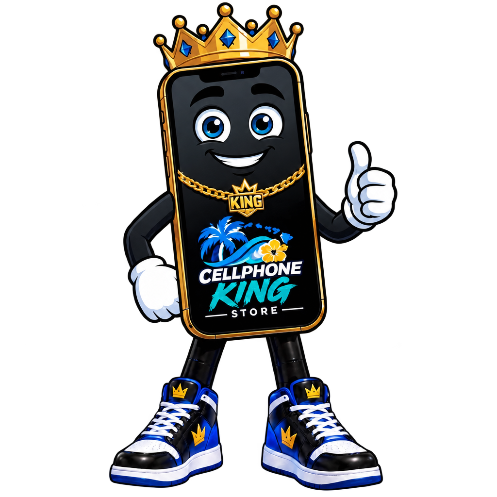 Cellphone King mascot giving a thumbs up
