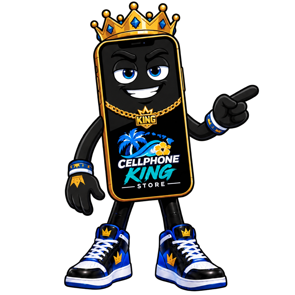 Cellphone King mascot pointing at the page