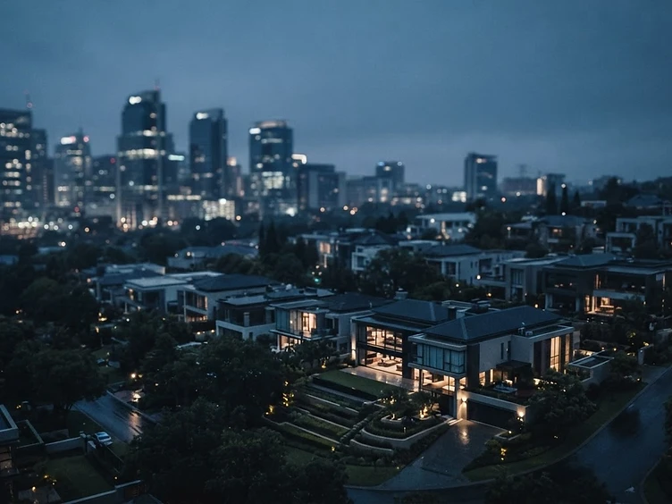 Modern Sandton skyline at blue hour