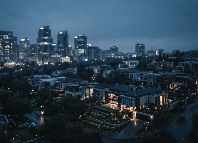 Hyde Park skyline and luxury estate architecture