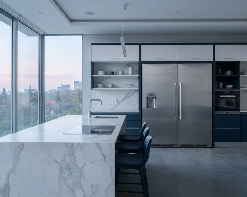 Luxury Sandton kitchen with large Kelvinator side-by-side refrigerator