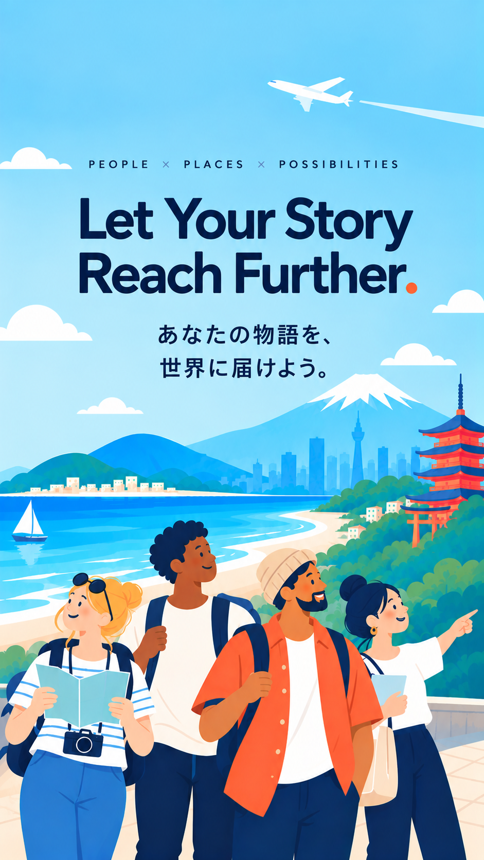 Inbound travelers and Japanese landscape