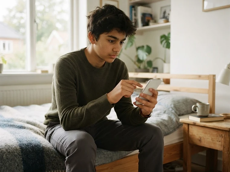 Teenager, der holder pause og betænker sig, inden der betales