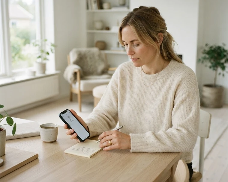 Køber, der krydstjekker sælgers oplysninger på telefon