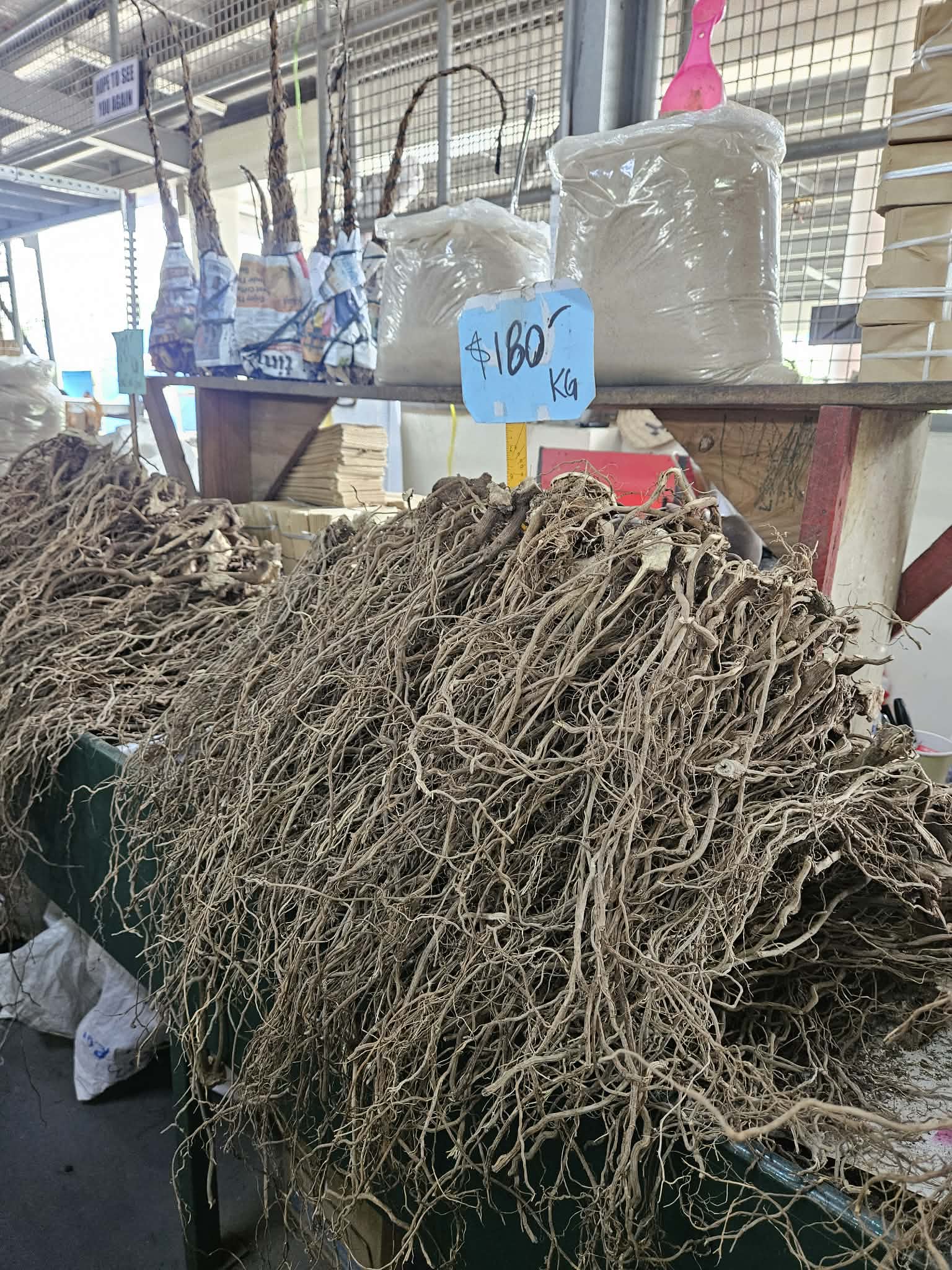 Fresh roots at the stall