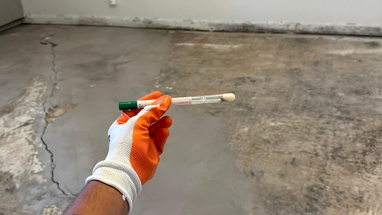 Exposed floor and wall work area used to illustrate verification planning