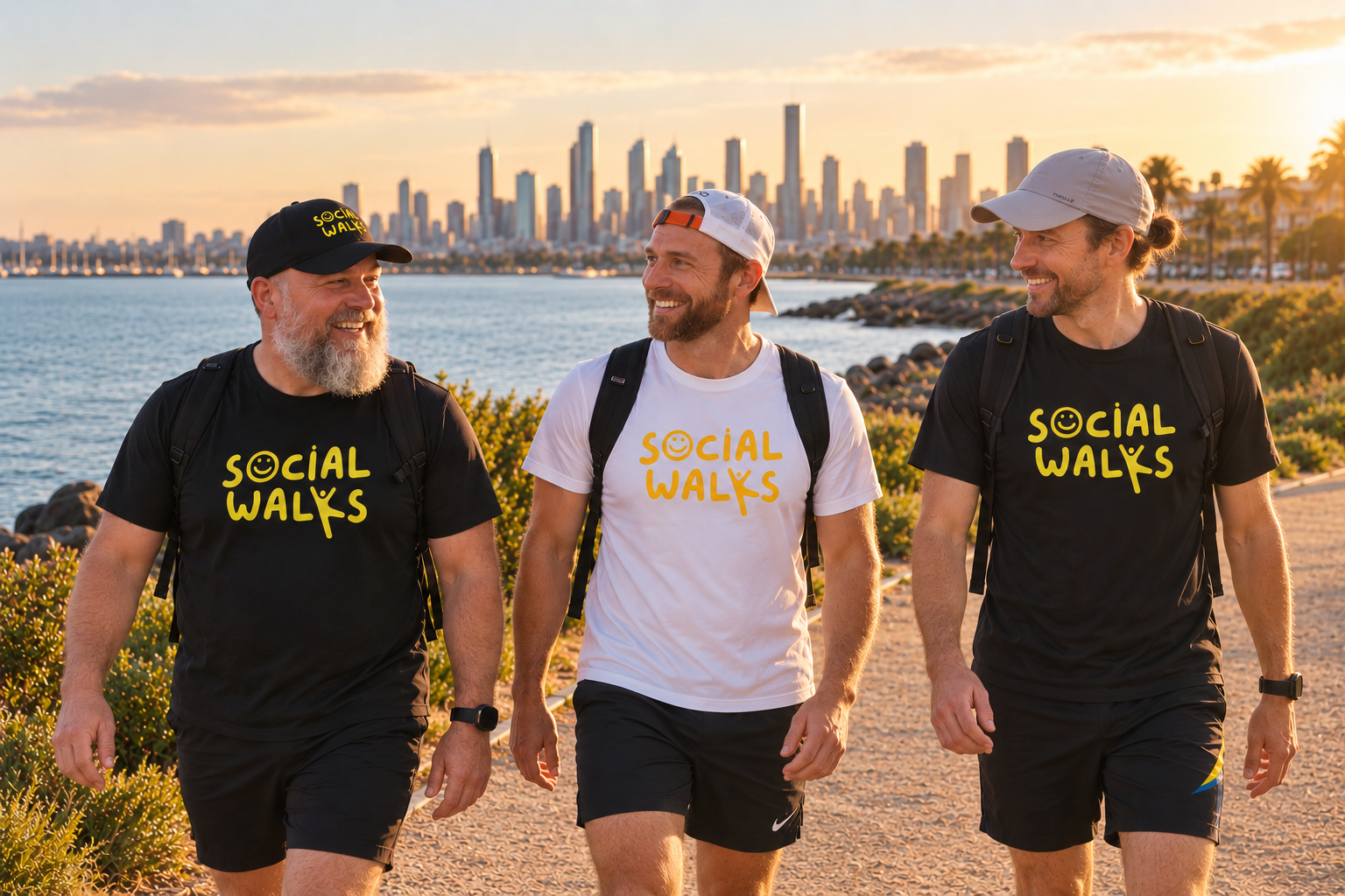 Three founders walking 100 km along Melbourne's bay