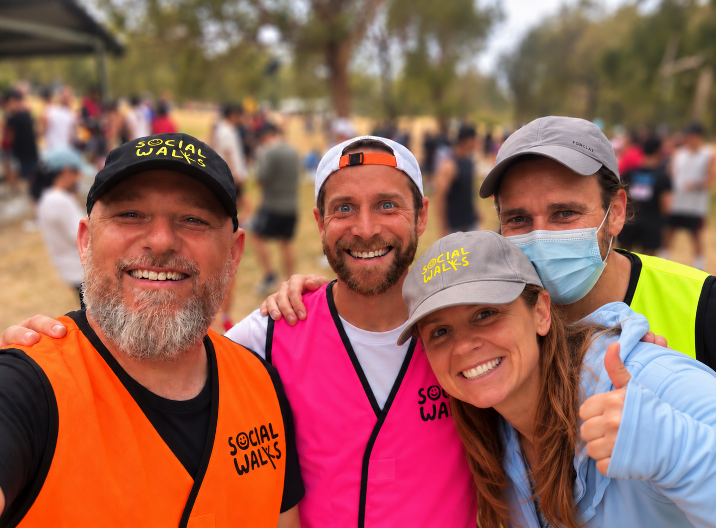 Social Walks volunteers in high-visibility vests at the 100 km for 100 Vests walk