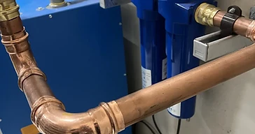 Installed air compressor filtration and copper pipework system