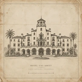 Architectural elevation of Hotel Cal-Amity