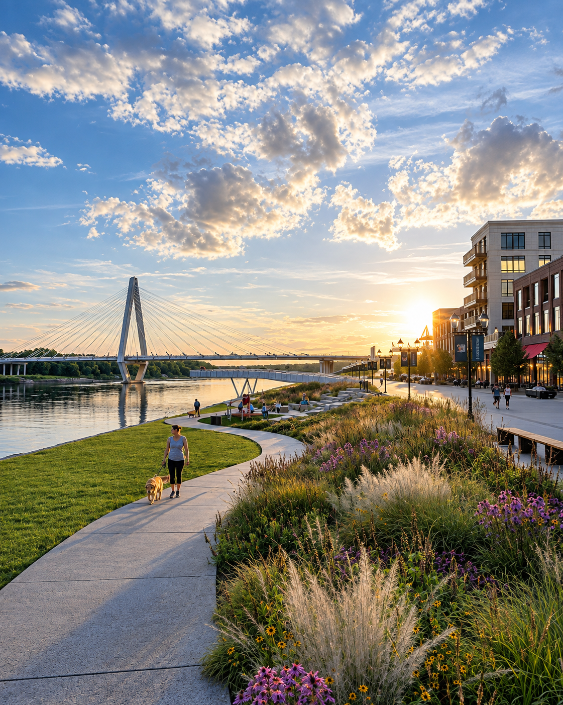 Berkley Riverfront at CPKC Stadium — Public path amenities
